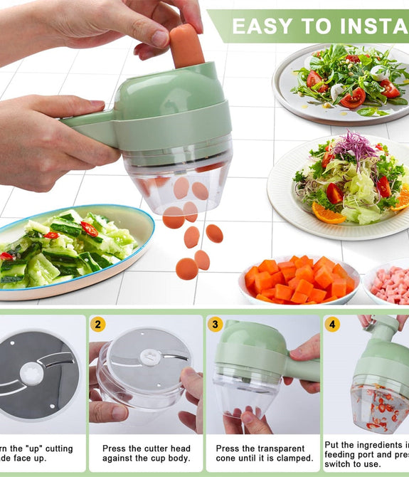 Portable Handheld 4 in 1 Electric Vegetable Slicer